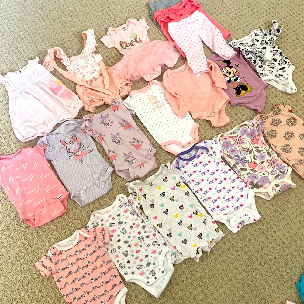 Bundle of BABY GIRL clothes- 19 items 3-6 MO